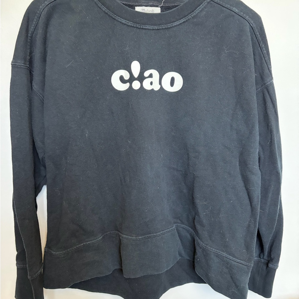 Madewell Black Crewneck Sweatshirt with White "ciao" Graphic